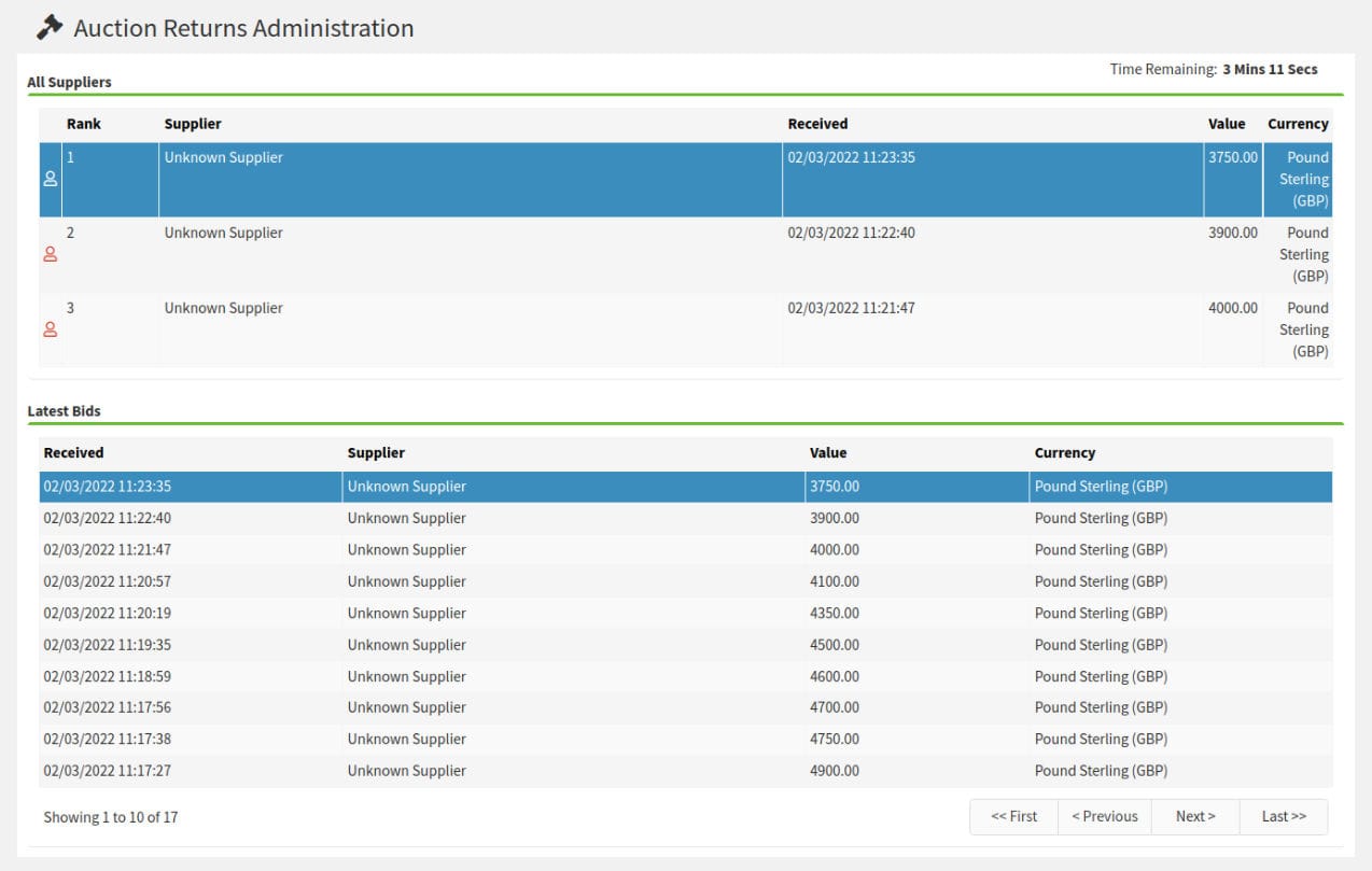 e-Auctions product screen shot